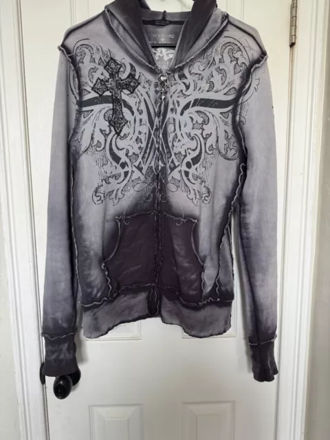 affliction zip up hoodie xl Insane Detailing Insanely Rare Never Seen Anywhere