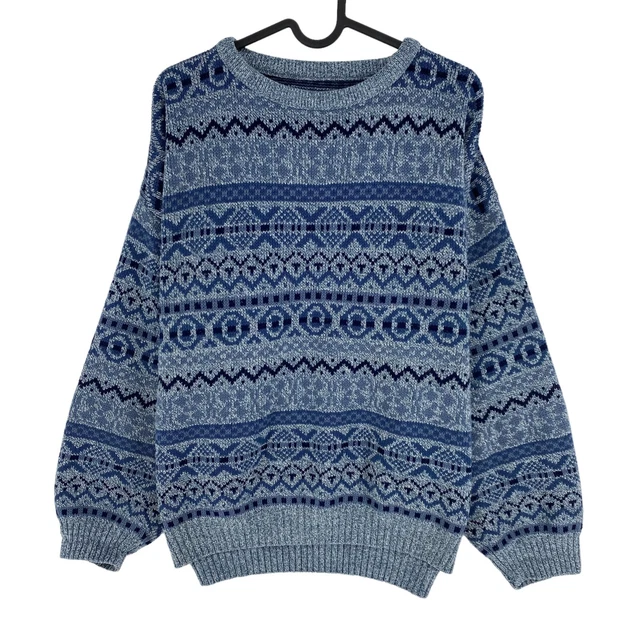 Pull Vintage Cosby Rétro Années 90 - Bleu Marine - Taille 40 (UE 50) - Homme
