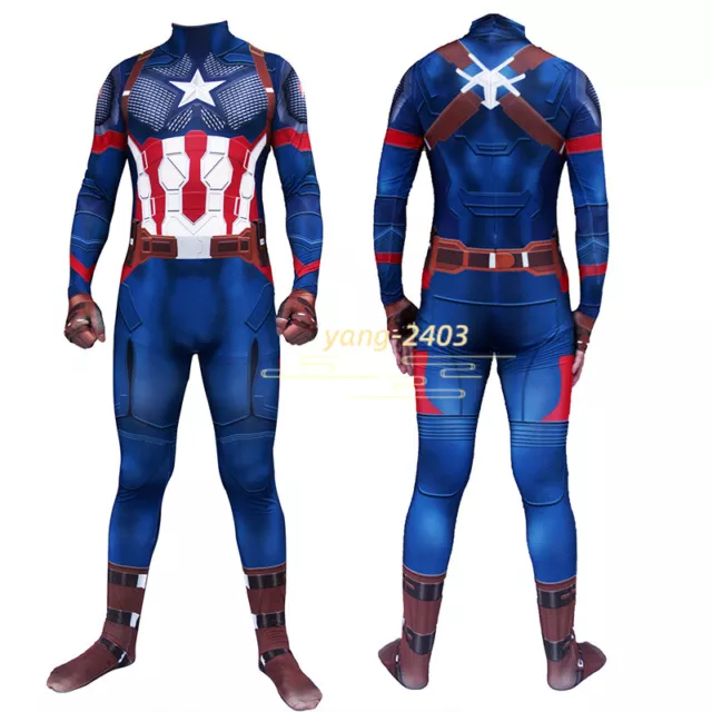 Adults Captain America Costume Kids Avengers Steve Rogers Zentai Bodysuit Stock