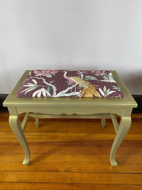 Hand Painted Vanity Bench. Solid wood antique bench painted