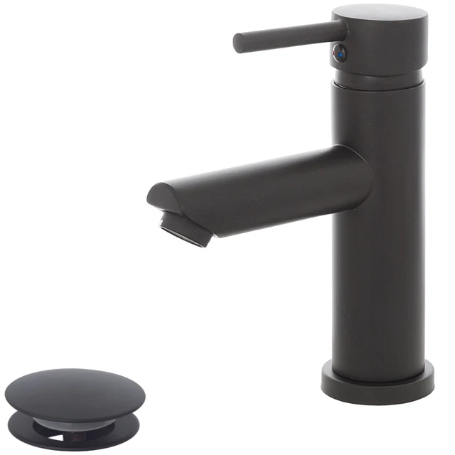 Rubinetto lavabo nero opaco con piletta scarico 11/4 - TIMEA