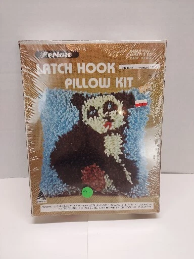 Kit de almohada gancho con pestillo PERLON PANDA NUEVO/SELLADO De colección TALLA 12"" x 12"" NUEVO DE LOTE ANTIGUO