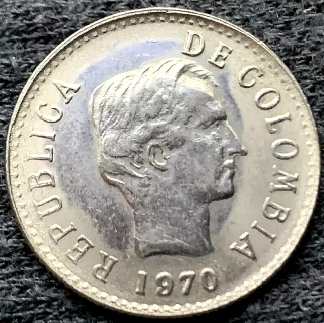 1970 Colombia 20 Centavos Coin AU High Grade   World Coin  #BX75