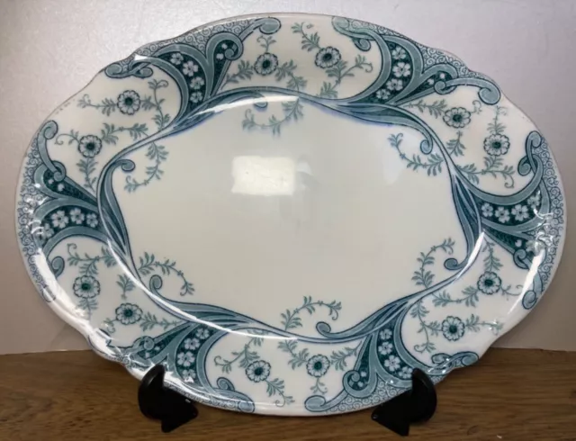 Burgess and leigh blue and white victorian antique platter middleport  Burleigh