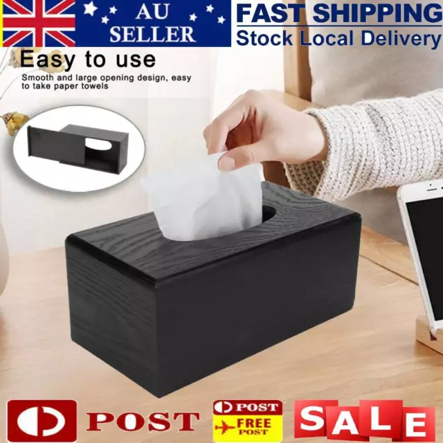 Tissue Box Dispenser Wooden Cover Paper Storage Holder Napkin Case Organizer AU