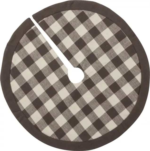 Buffalo Plaid Christmas Tree Skirt- 12" Diameter, Grey, White, Checkered