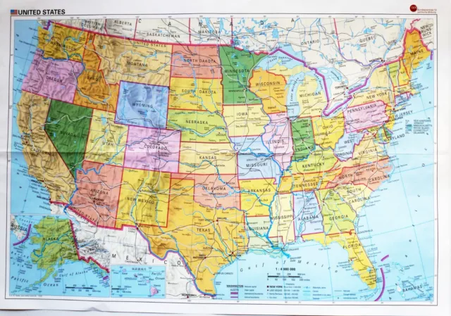 Landkarte USA Wandkarte physisch Plakat Poster Reise US United States Hawaii NY