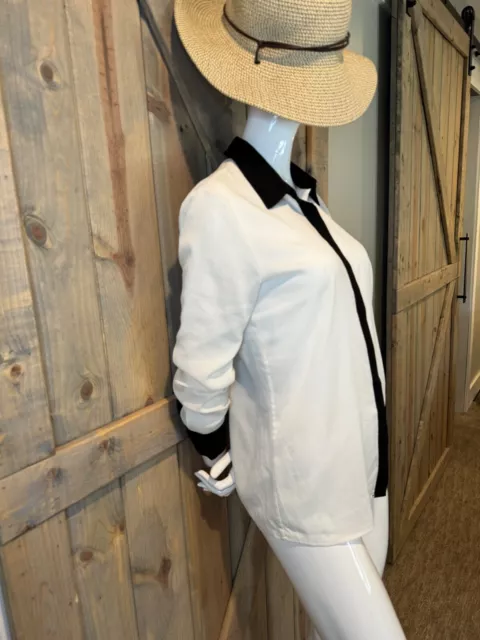 CALVIN KLEIN DRESSY blouse. White and black, size XS $25.00 - PicClick