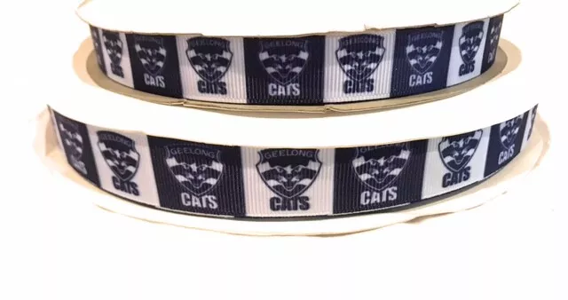 2 metres+ of AFL Geelong Cats Grosgrain Ribbon in 22m(7/8")&16mm(5/8")sizes