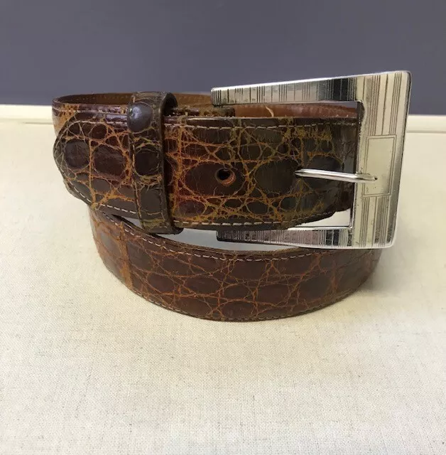 POLO Ralph Lauren Alligator Belt with Sterling Silver Buckle size 32