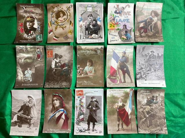 Lot De 15 CPA Patriotiques - Militaria Poilus WW1 Guerre 1914 18 patriotique