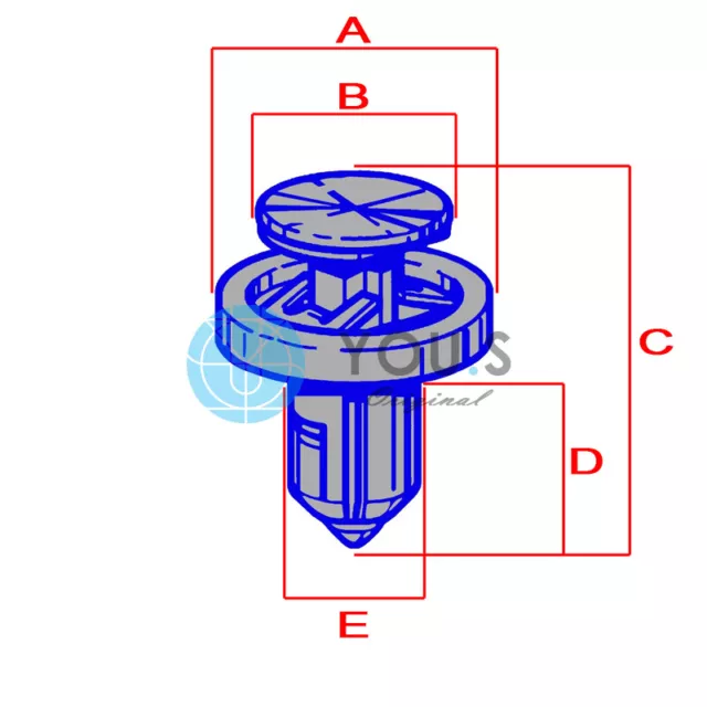 100 x YOU.S Original Spreiznieten Clips Loch Ø 8 mm für Dacia Nissan 7703072360 2