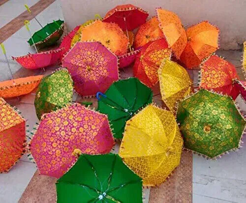 Wholesale Lot Gold Print Decorative Umbrella Handmade Sun Parasol Umbrella