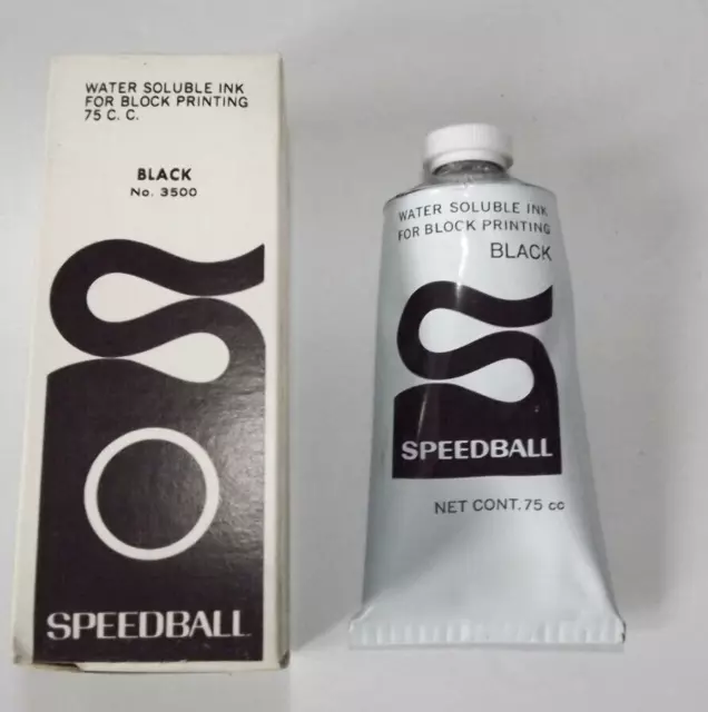 Vintage Speedball Water Soluble Ink For Block Printing Black #3500 New