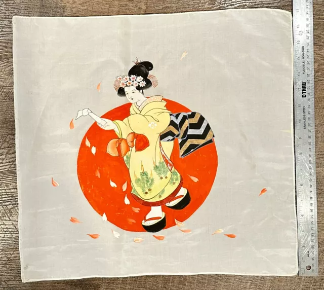 Pre WW II Antique Japanese Silk Scarf Tapestry (from Kyoto, Japan) Carry Letter