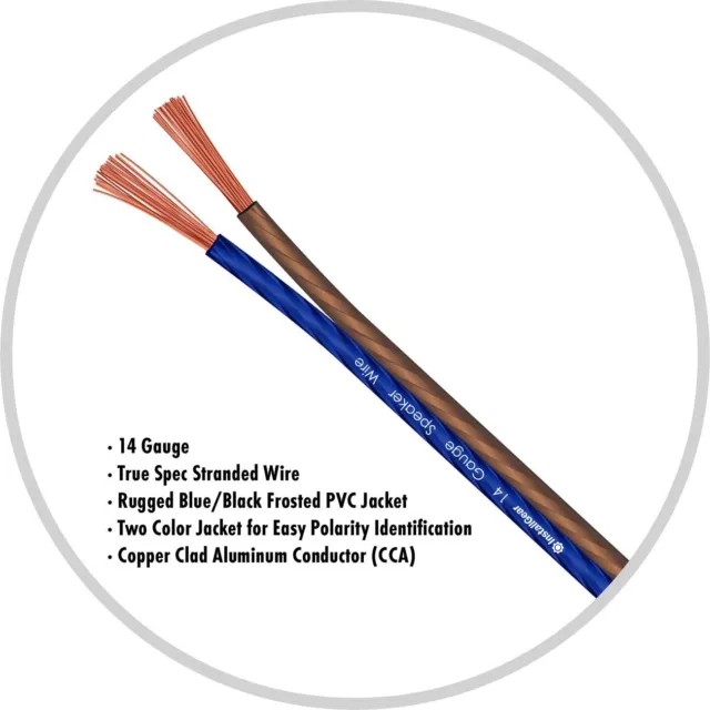 InstallGear 14 AWG Speaker Wire - 30FT Blue/Brown - Car & Home Theater Audio...