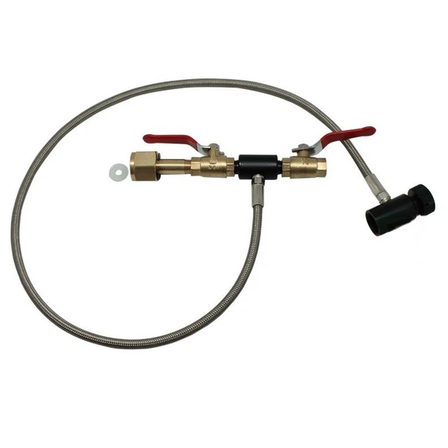 Paintball CO2 Fill Station Dual Valve Lever Bottle Refill 32 Stainless Hose