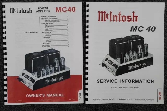 *Usa* Ultimate Mcintosh Mc40 Owner's Manual / Service Manuals *Usa* Ultimate Mcintosh Mc40 Owner's Manual / Service Manuals