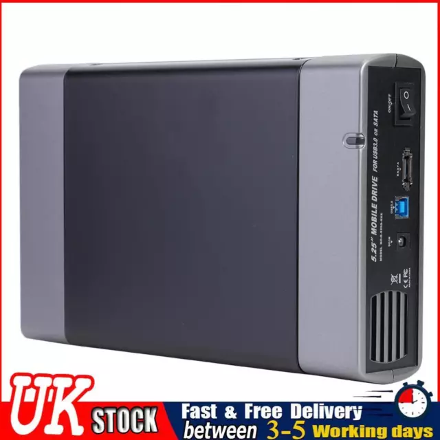 UK 5.25 inch 8T External Hard Drive Enclosure USB3.0 to Type-B Adapter for Compu