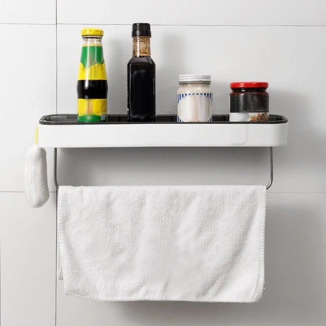 Organizador de estantes de estante de almacenamiento de champú adhesivo estante de toallas estantes de baño
