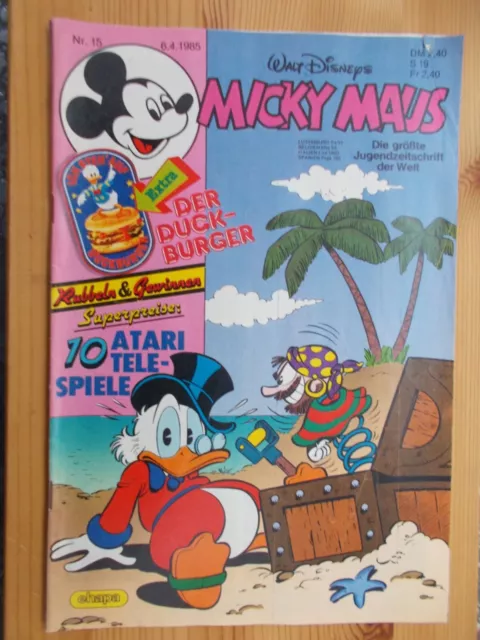 Comics, Hefte, MICKY MAUS, Band Nr. 15/1985 , mit Beilage, Walt Disney, Ehapa