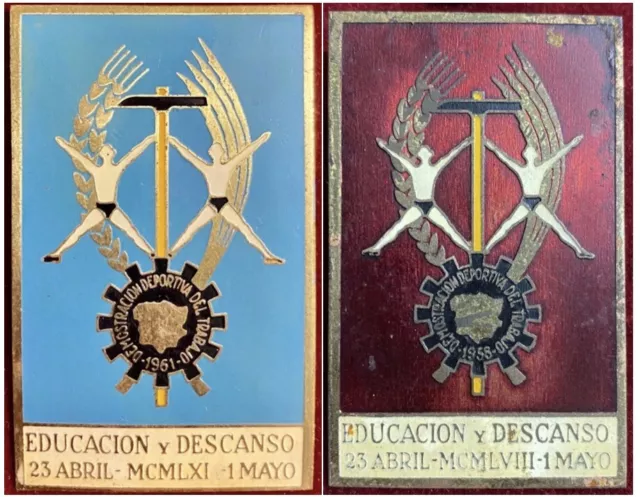 1958 and 1961, Spain, General Franco, Falange, union plaques of May 1st.