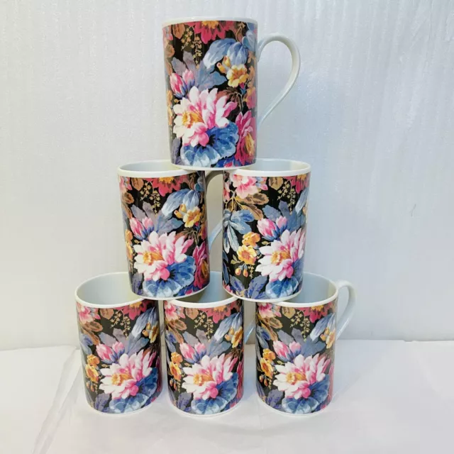 Set 6 Dunoon Mugs Kew Gardens Floral After a 19th Century Design 10 oz Scotland