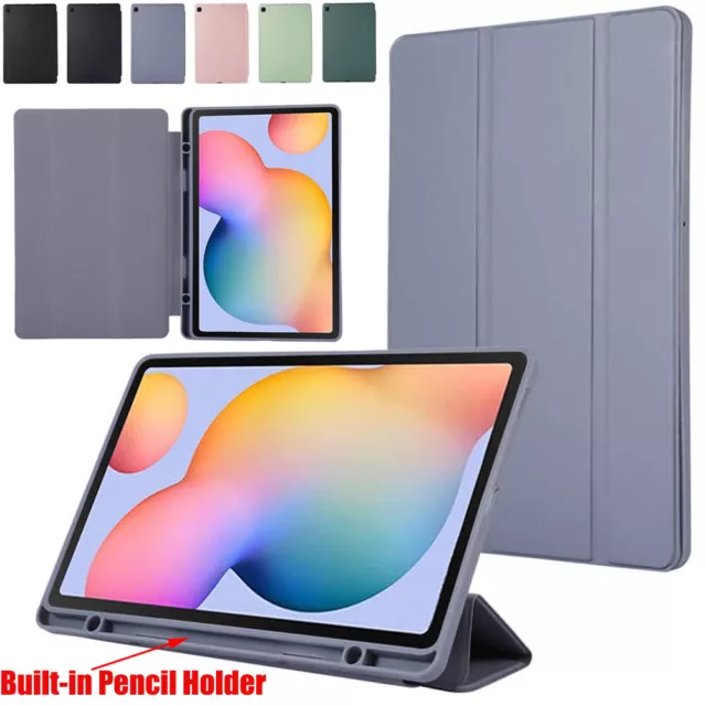 For Samsung Galaxy Tab S6 Lite 10.4" Smart Cover Leather Flip Case With Pen Slot