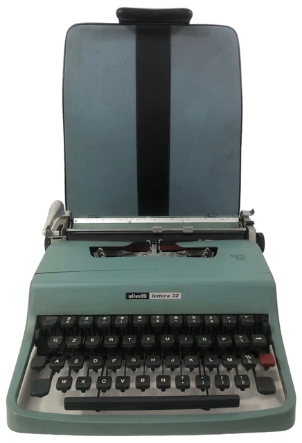 Máquina De Escribir Olivetti Letra 32 Azul + Carcasa