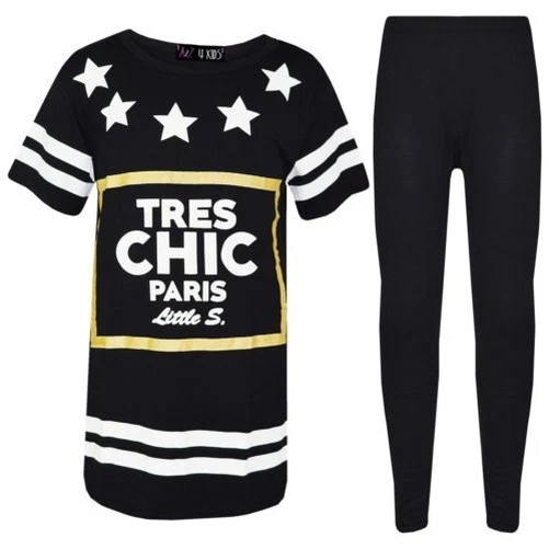 Bambine Baseball Top Designer Tres Chic Paris Maglietta Set Leggings 7-13 Anni