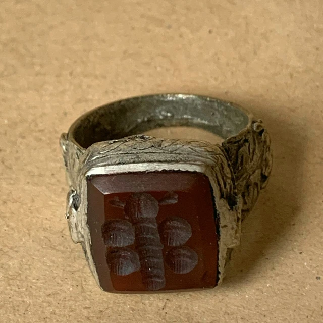 Beautiful Post Medieval Islamic Silver Ottomans Seal Ring With Red Stone