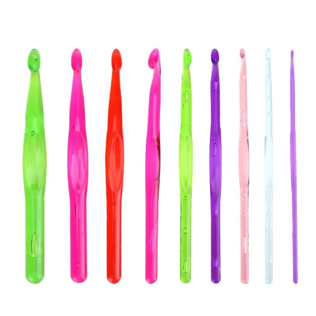 9pcs Hooks Needles Soft Handle ABS DIY Craft Handmade Color Random Knitting Tool
