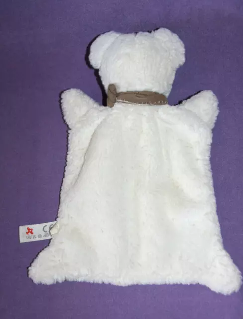 Nicotoy Simba Doudou Ours Plat Rectangle Blanc Ecru Bandana Marron Taupe Kom9 2
