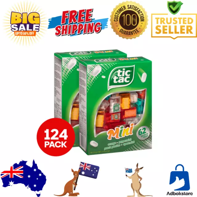 2x 62-Piece Mini Variety Tic Tac Share Pack Orange Peppermint Gums & Breath Mint