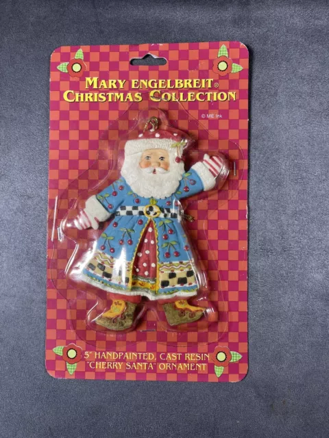 NEW Vintage 1997 Mary Engelbreit Cherry Santa Claus Resin Christmas Ornament NIP