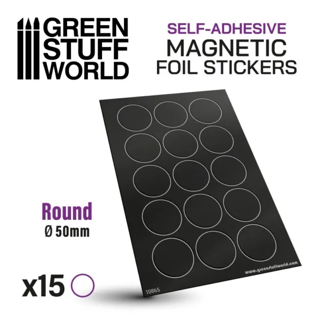 Green Stuff World Magnetbases Rund 50mm 15x selbstklebend Magnet Folie Stickers