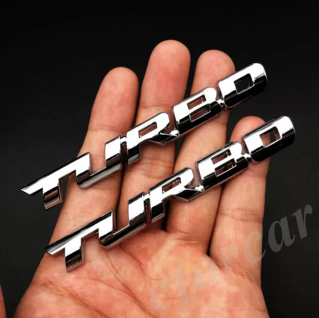 2pcs 3D Small Chrome Metal Turbo Emblems Fender Badge Car Truck Decal Sticker