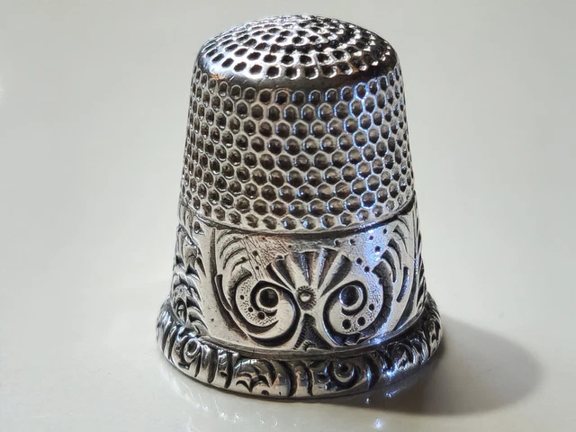 Antique Ketchum & McDougall Sterling Silver Thimble size 9 No holes EC c1890s