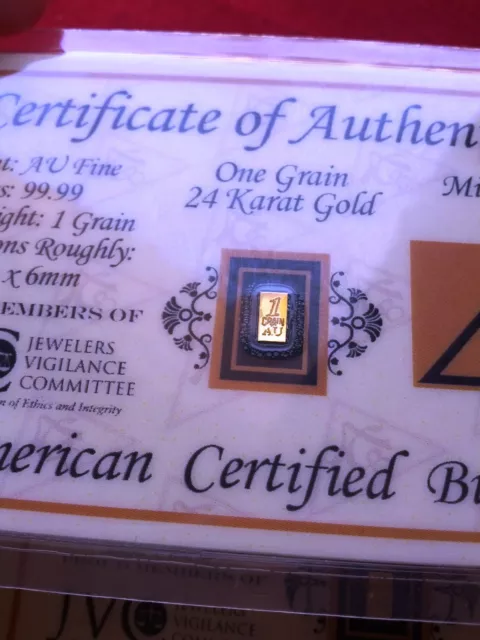 (20) ACB Gold Vertical 1GRAIN 24K AU BULLION BAR 999 FINE W/ CERTIFICATE! +