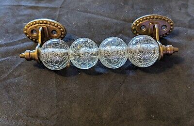 Unique Crackle Glass Bubble Balls Drawer Pull Cabinet Knob  5" Center Never Used