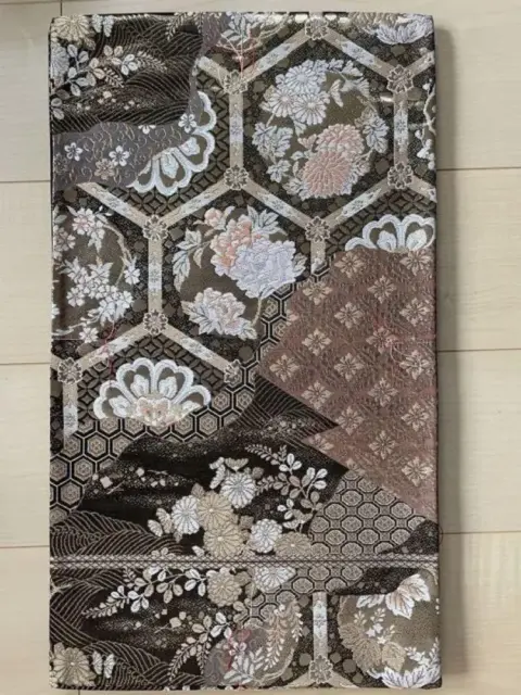 Japanese Fukuro OBI Embroidery floral pattern Kimono Belt Unused  #9