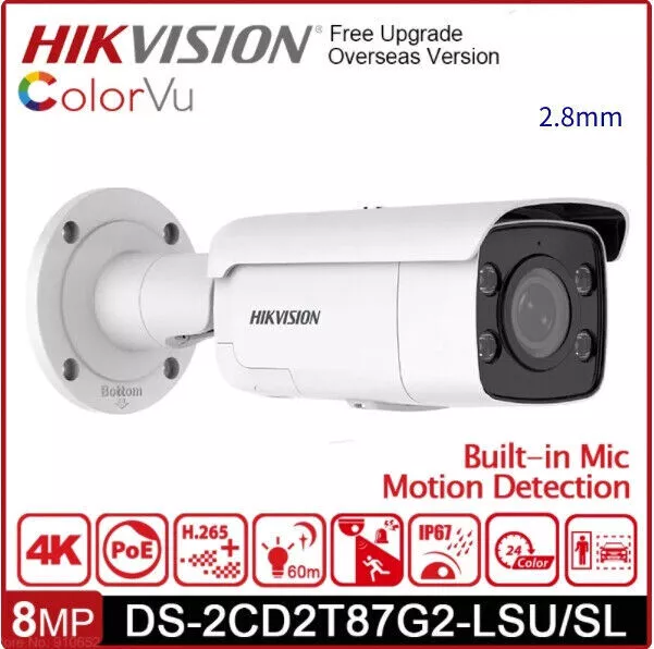 Hikvision DS-2CD2T87G2-LSU/SL 8MP 4K ColorVu PoE IP Kamera 2-Wege Audio 2.8mm DE