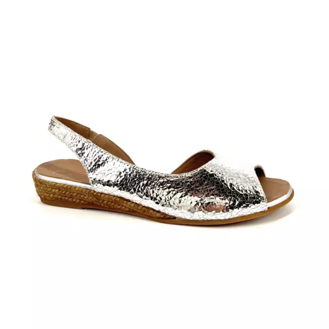 GAIMO Espadrilles Metallic Silver Crackle Texture Slingback Shoes EU 39 US 8.5