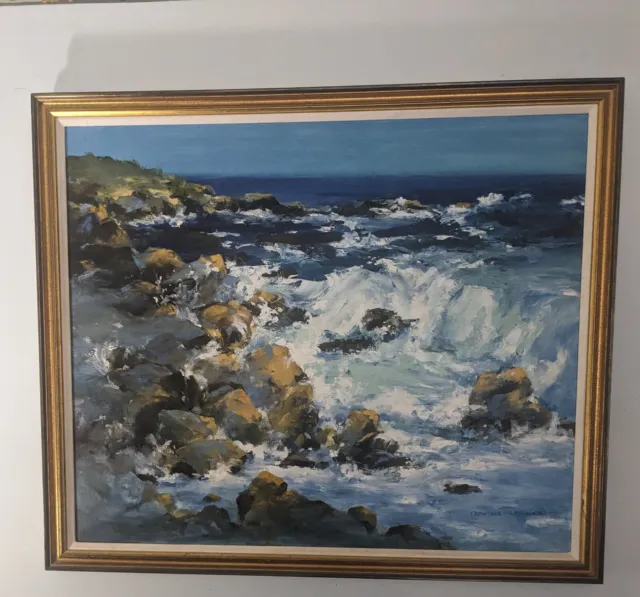 Original Signed Barbara Crowther Chadwick  Coast Of  Maine Oil Painting 30 x 36