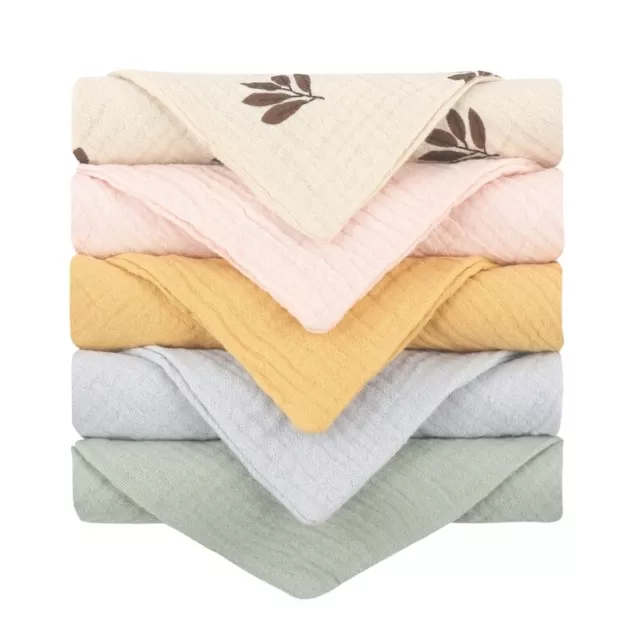 Baby Towel Gauze-Cotton Wash Cloth Sweat Absorb Towel Infant Eating Bib Set 5PCS 2