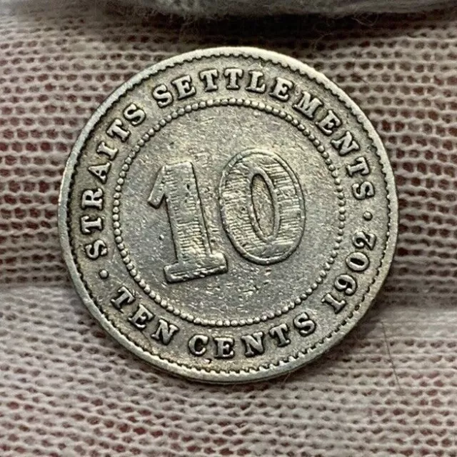 1902 Straits Settlements 10 Cents Silver - Combined shipping! A606