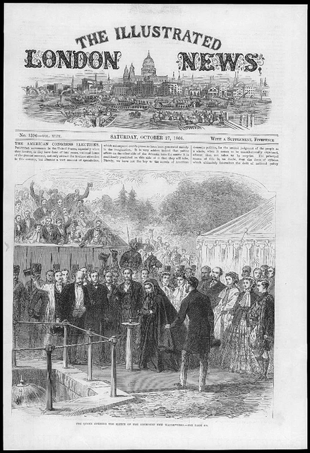 1866 Antique Print - SCOTLAND Aberdeen Waterworks Sluice Queen   (215)