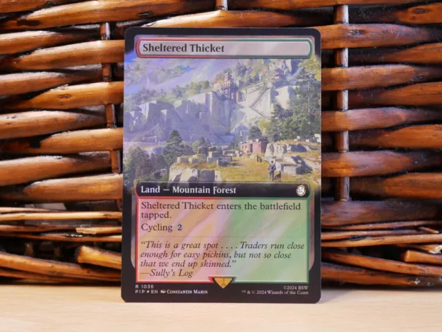 MTG Sheltered Thicket 1036 | EXT SURGE FOIL | NM Near Mint | Fallout | 2024