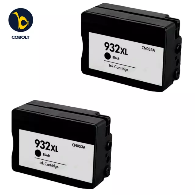 2 BLACK INK CARTRIDGE 932XL Fits For HP 6100 6600 6700 7110 7510 7610 7612