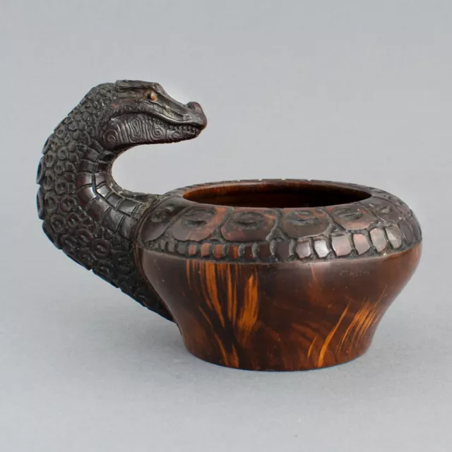 1930s Antique HAND CARVED Hardwood LIZARD POT Bowl BRAZIL Beautifully Detailed